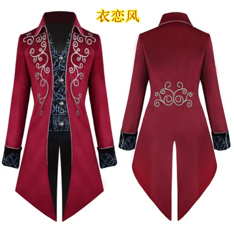 

Retro clothing mid-length punk men's best man vampire count dress gentleman suit