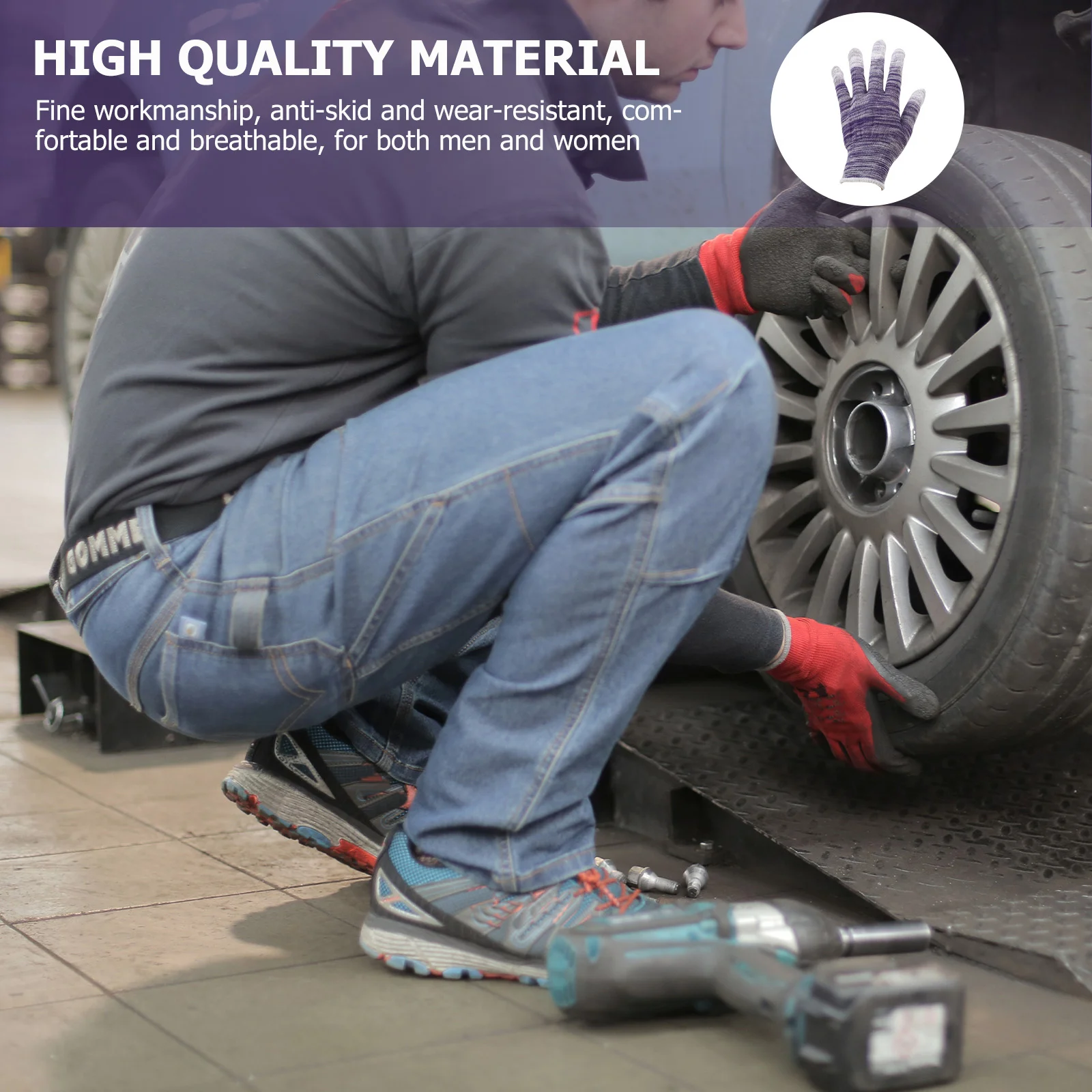 12 Pairs Breathable Work Gloves Painted Finger Sewing Labor Protection Accessory Protective Non-skid Mitten Supply Device