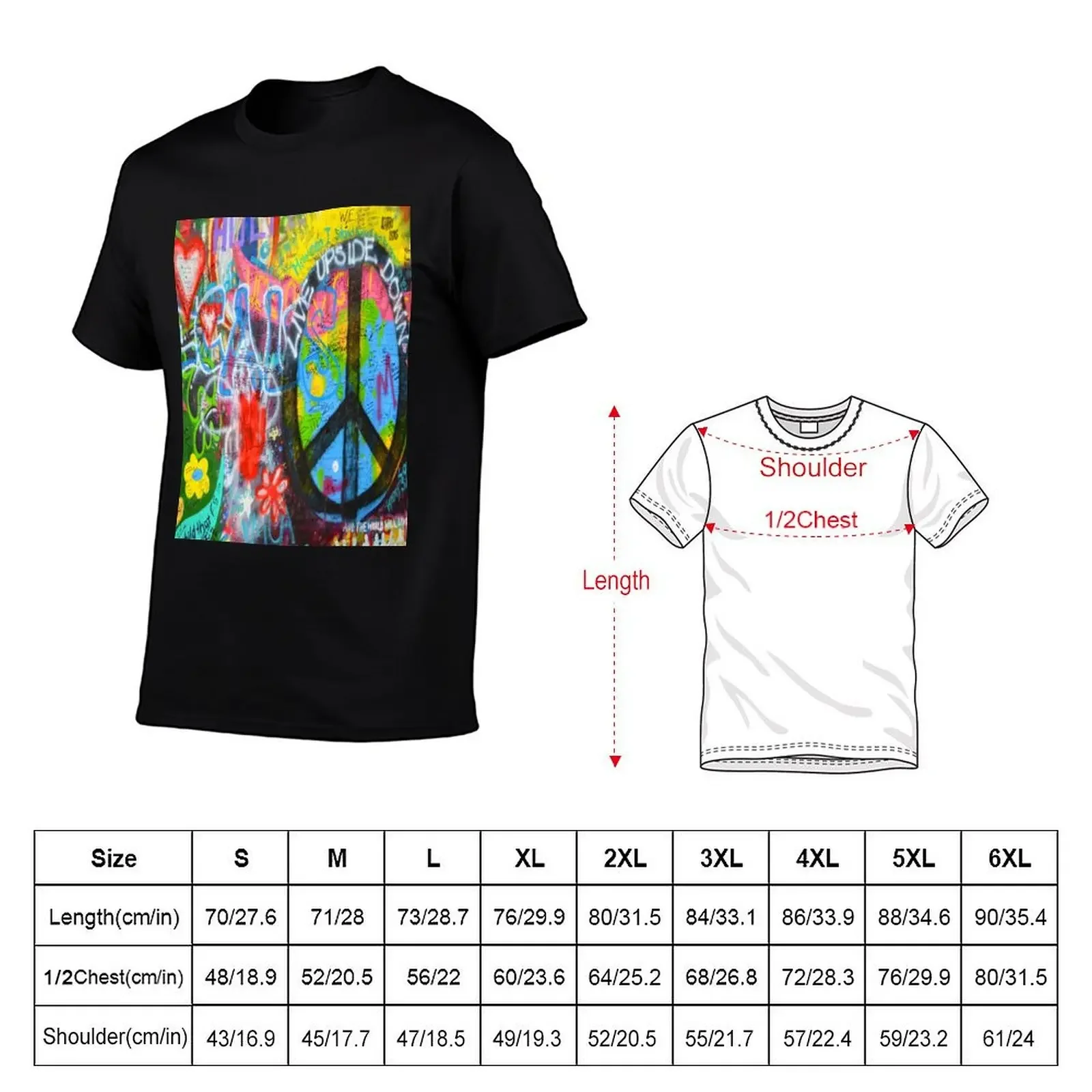 Graffiti Peace Wall T-Shirt graphic t shirt vintage kawaii clothes vintage T-shirt men