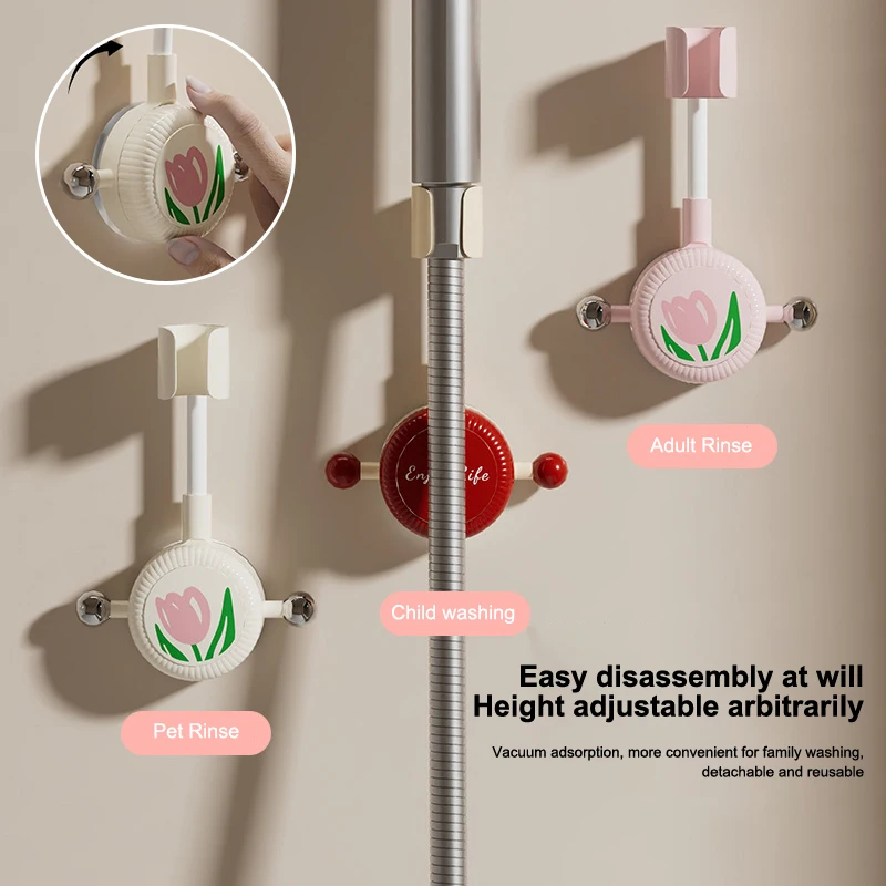 

Опора для душевой насадки-тюльпана 360° ° Регулируемая присоска, настенный ручной держатель для душа, основание, аксессуар для ванной комнаты без перфорации