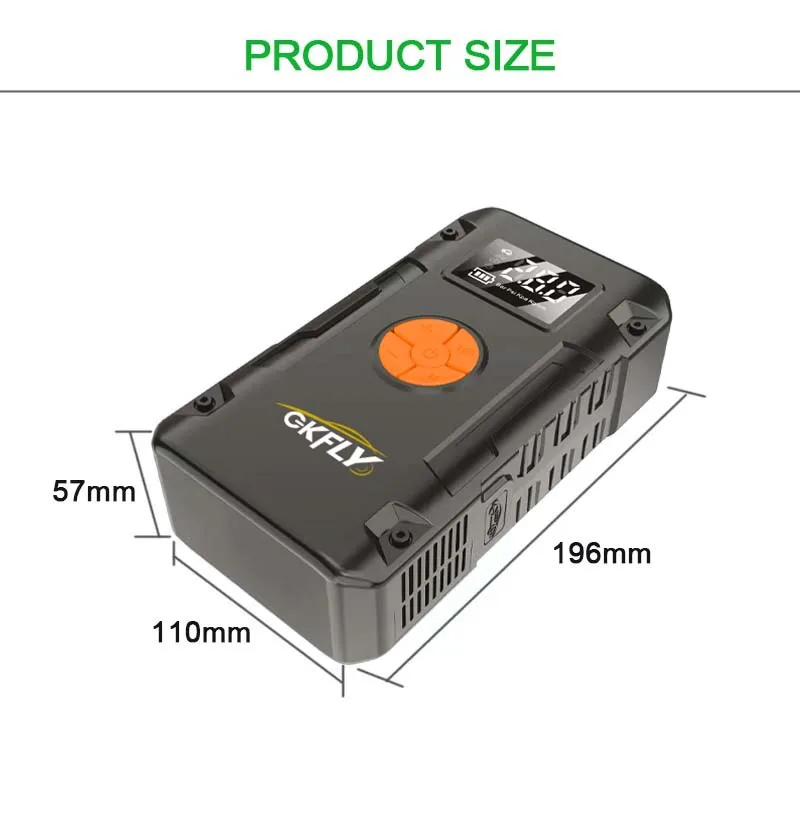 Tragbares 7000A Auto-Starthilfegerät mit 150 PSI Luftpumpe, Powerbank, 4-in-1-Luftkompressor, 12V Autobatterie-/Reifenfüllgerät – Detail 13