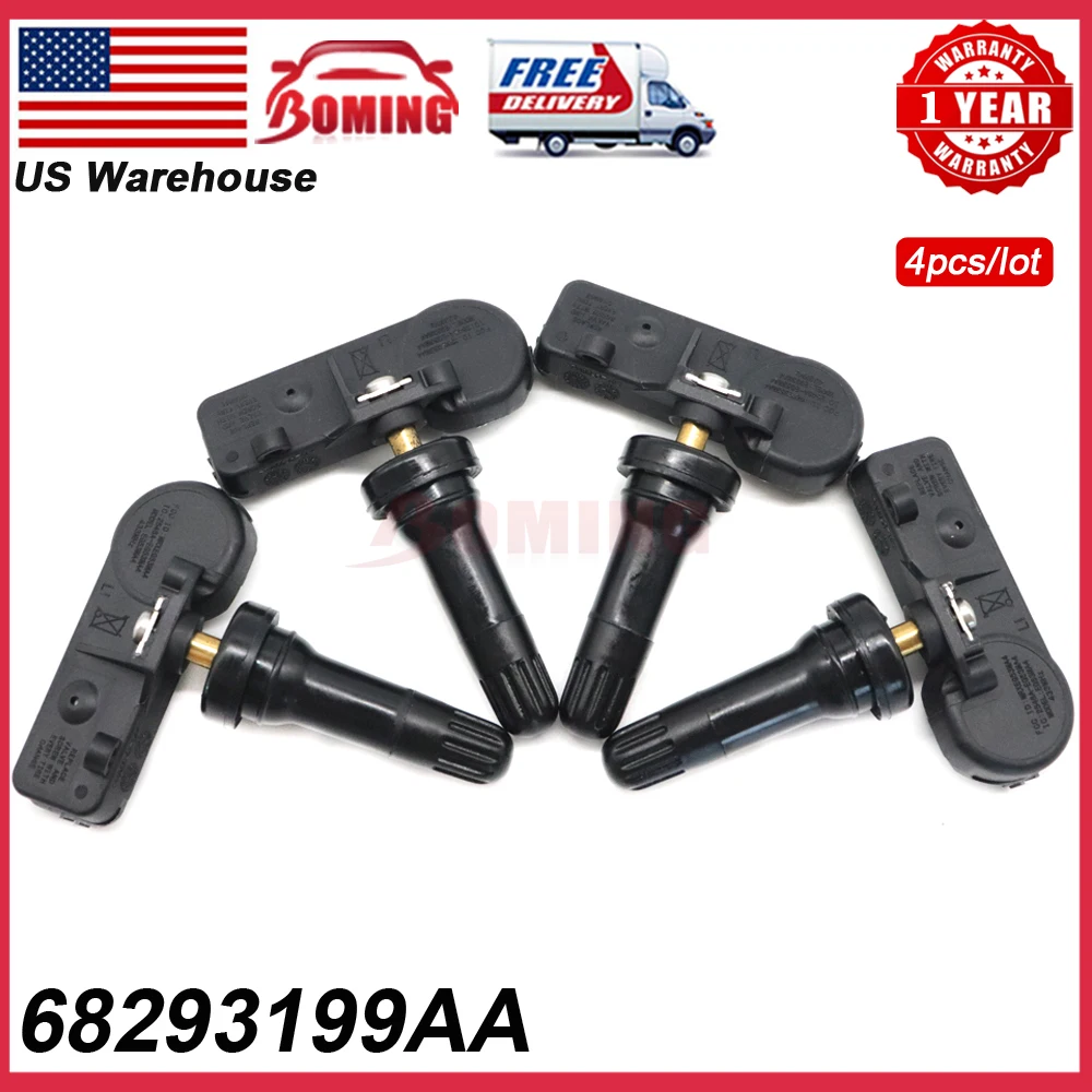 4PCS New Car TPMS Tire Pressure Monitor Sensor 68293199AA For Dodge Ram 1500 TRUCKS 2019 2020 433Mhz 68293199AA-AB