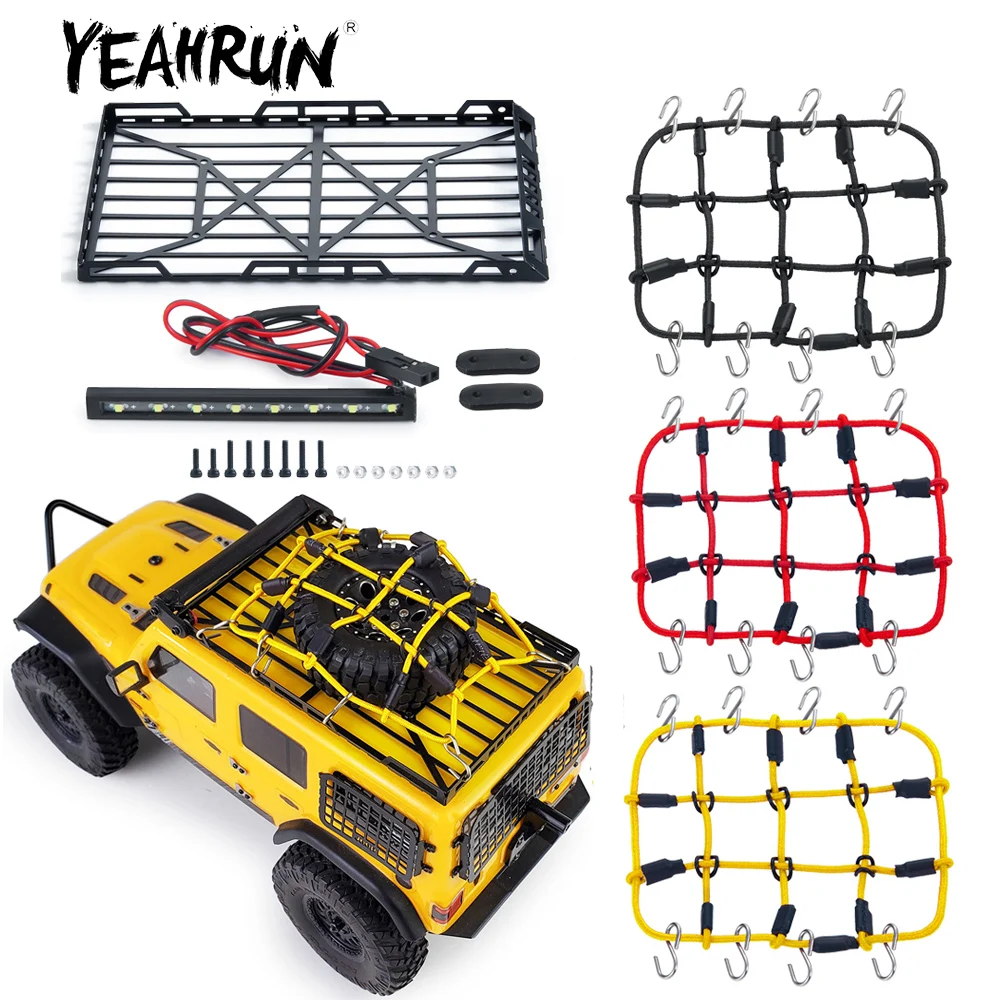 YEAHRUN ​Metal Roof Rack Luggage Carrier + Elastic Net for 1/24 Axial SCX24 AXI00002 RC Car Model Decoration Accessories Parts