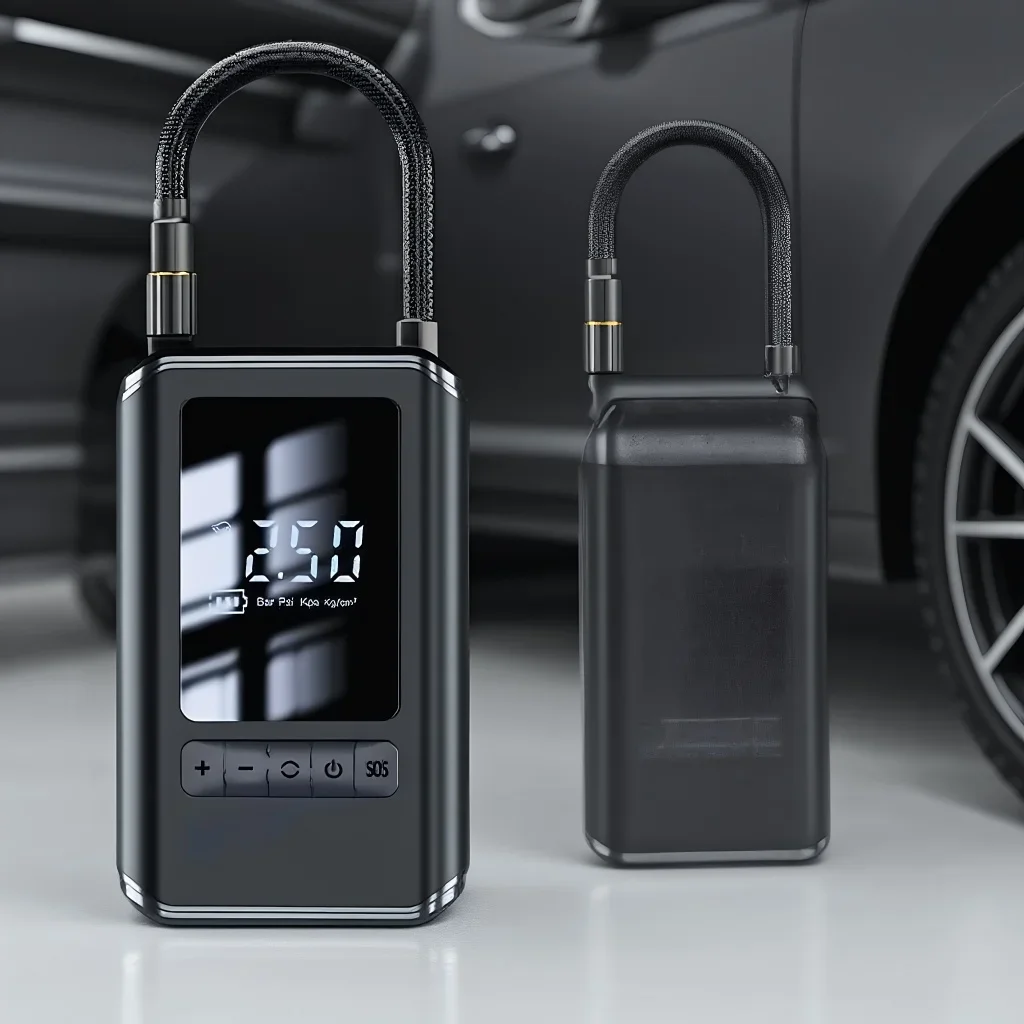 

Portable Electric Air Pump - 4000mAh Rechargeable Digital Display Handheld Wireless with LED Light