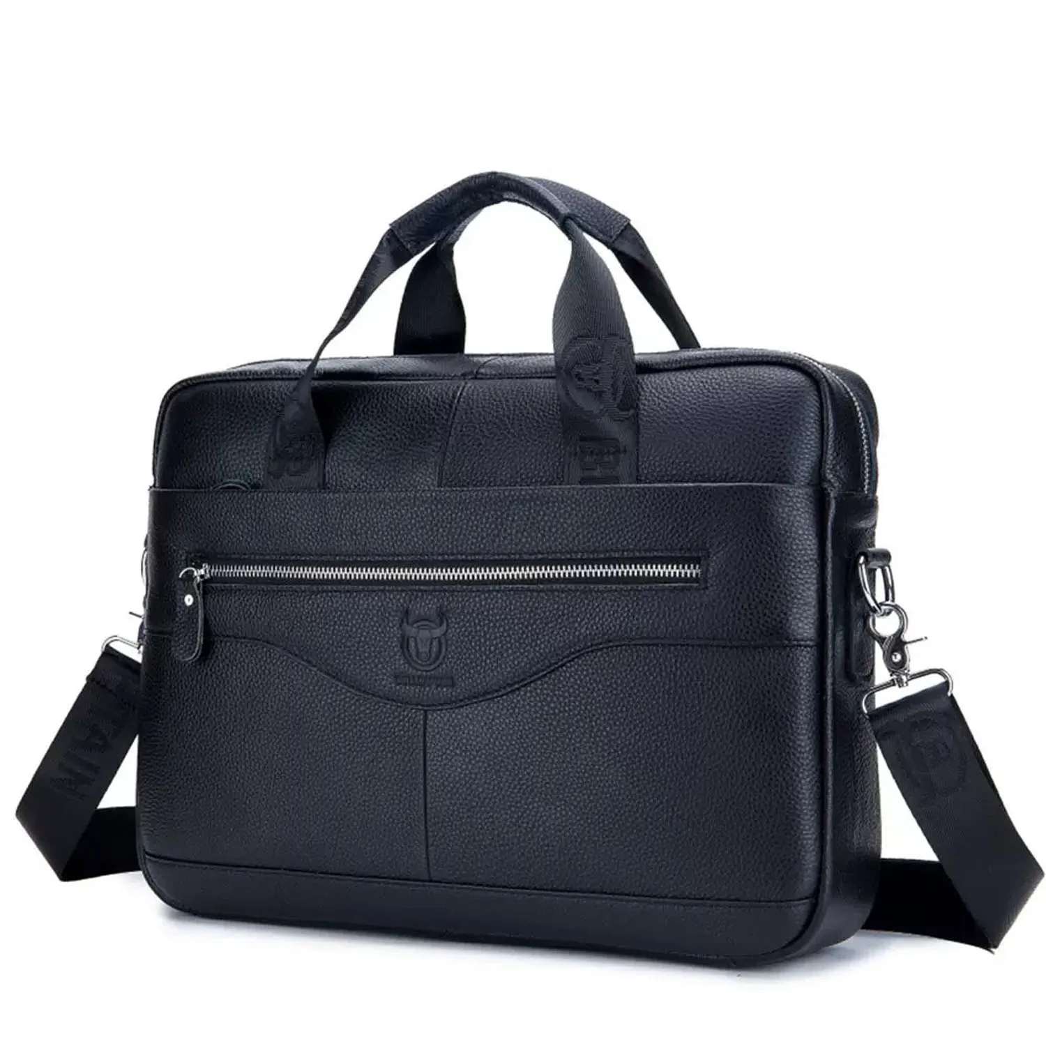 Men's Genuine Leather Business Bag, Crossbody Handbag, Single-Shoulder Three-Way Commuter and Business Travel Bag, Large Capacity Multi-Compartment Laptop Briefcase, Casual Daily Work Bag, Black