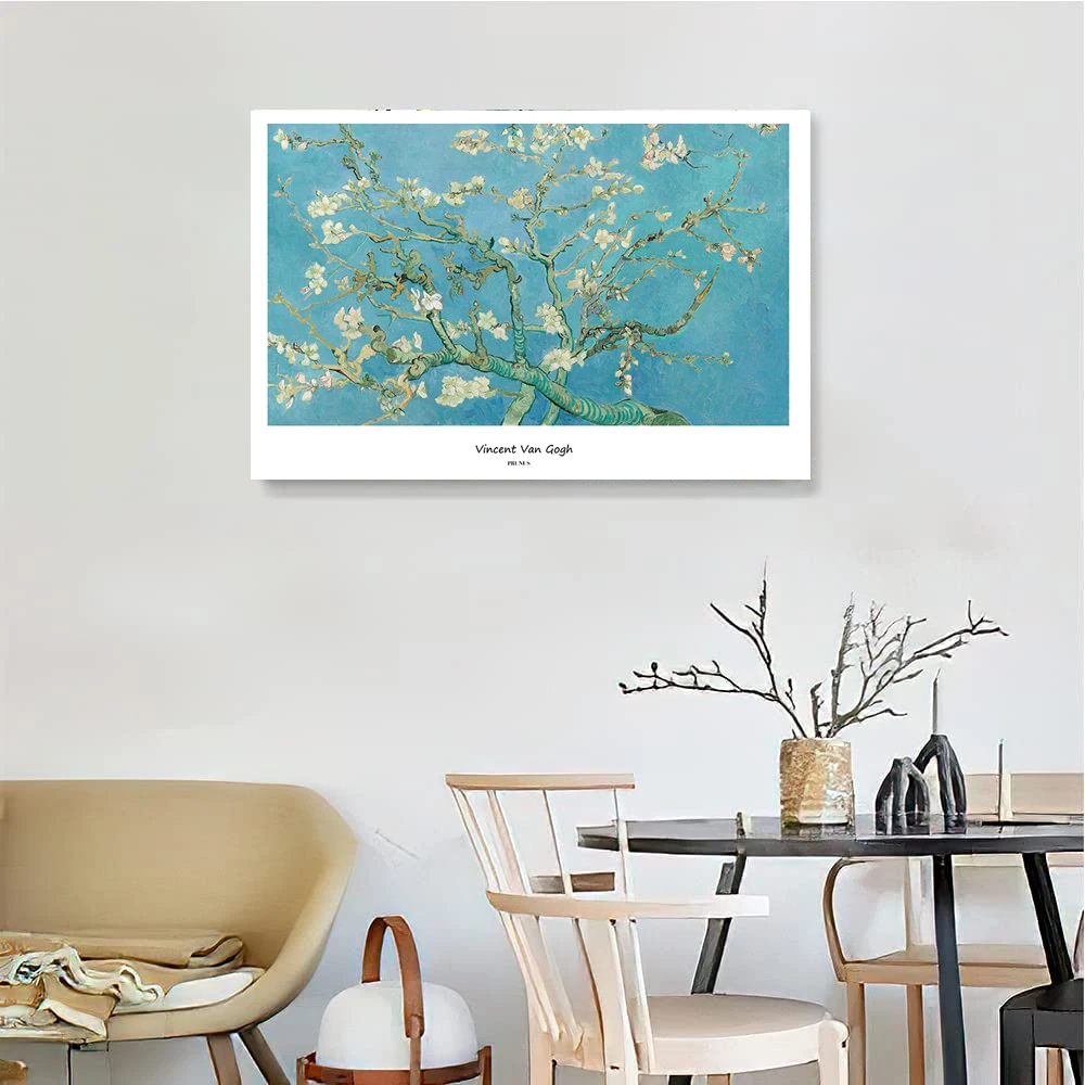 Van Gogh Selflessly Blooming Apricot Tree Flowers Replica Oil Painting Canvas Print Living Room Wall Painting Borderless