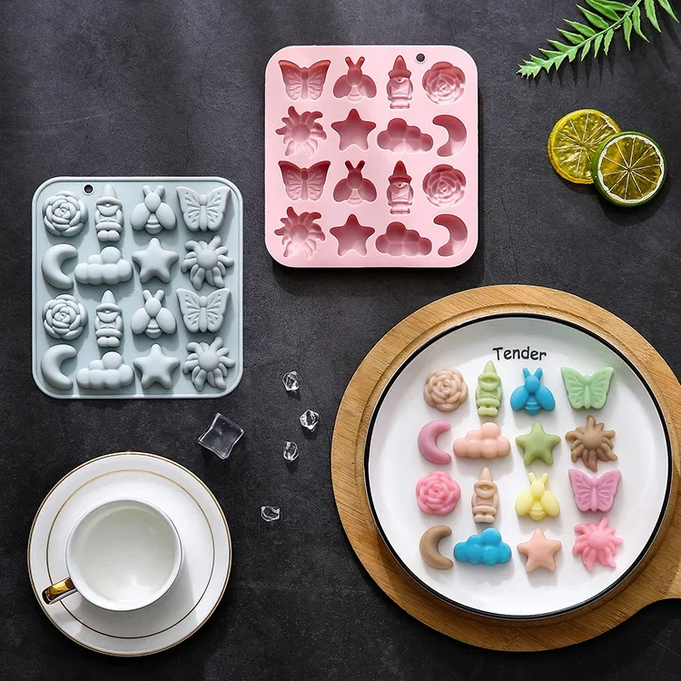 

16-hole Farmer's Pastoral Theme 8 Different Patterns Silicone Mold Fondant Cake Chocolate Mold Ice Cube Cake Mould Cake Tools