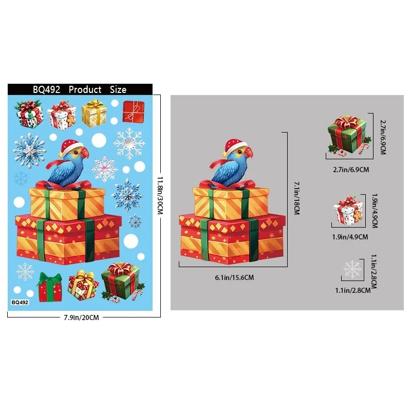 Weihnachts-Fensteraufkleber Klassischer Lebkuchenmann Schneemann Weihnachtsmann Statische Klebefolie Dekoration für Zuhause Einkaufszentrum – Detail 14