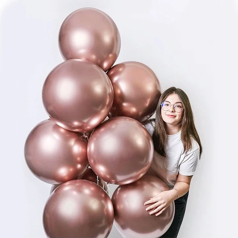 10pcs 18inch Chrome Rose Gold Metallic Latex Balloons Birthday Party Decorations Kids Adult Wedding Anniversary Globos Supplies