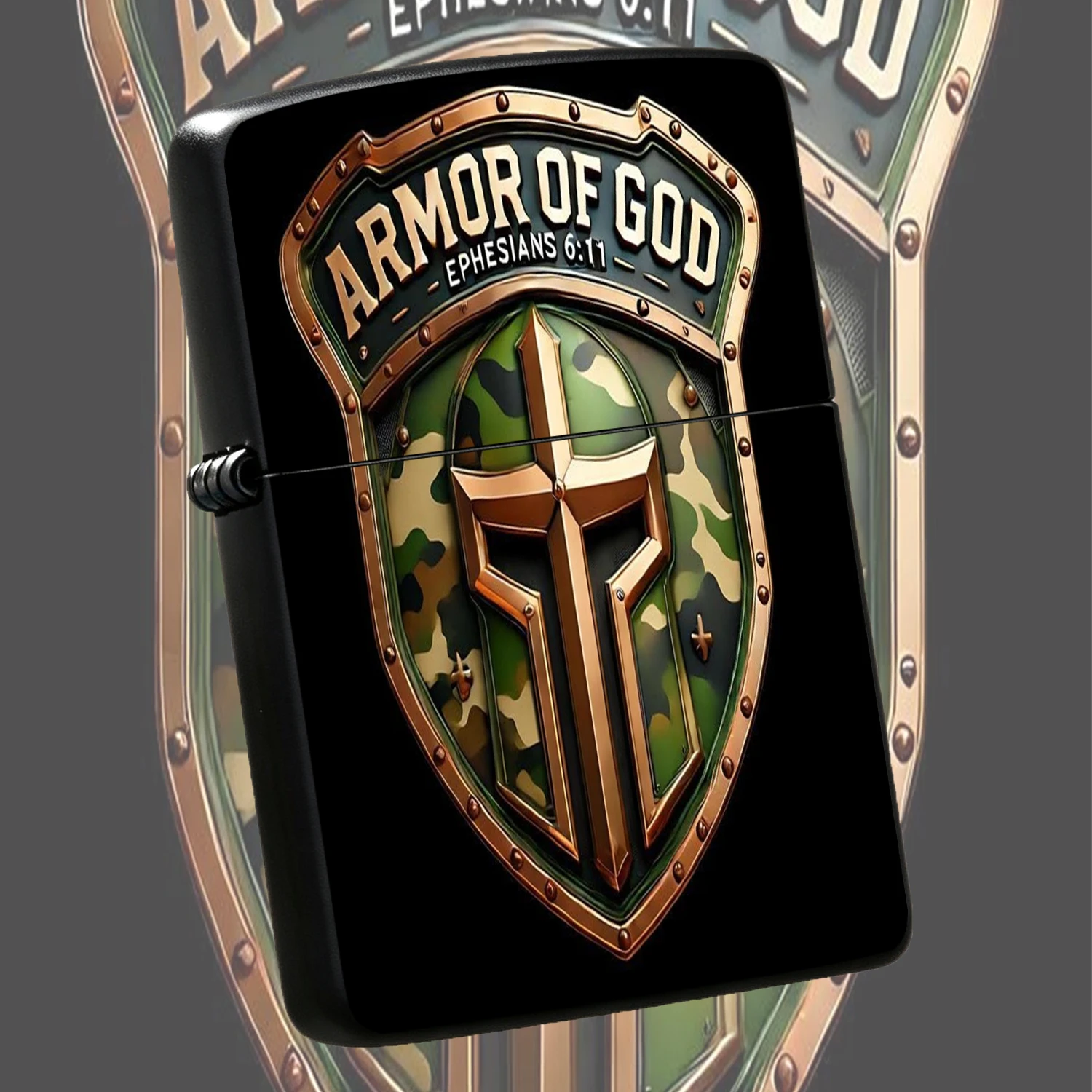 Armor Of God Ephesians 6 11 Themed Portable Lighter Camo Spartan Cross Pattern Decor Accessory For Daily Outdoor Use Exquisite Thoughtful Gift For Faithful Friends Collectible Stylish Practical Present For All Scenarios A Humorous And Inter