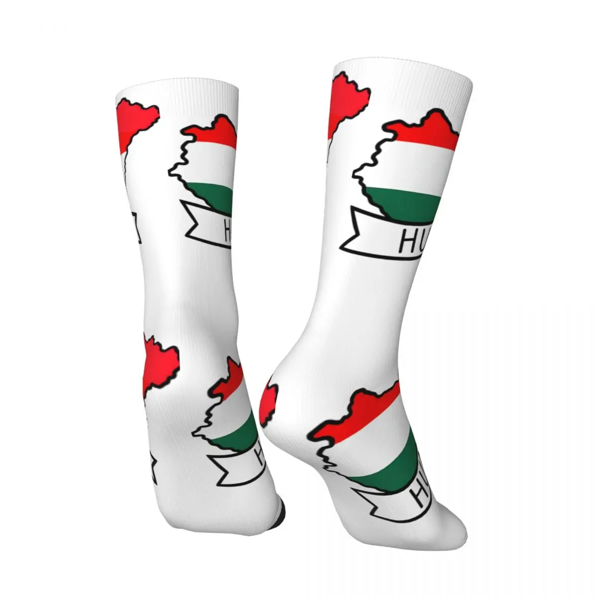 Retro Hungary Map Sticker Sticker Men's compression Socks Unisex Europe Harajuku Seamless Printed Novelty Crew Sock