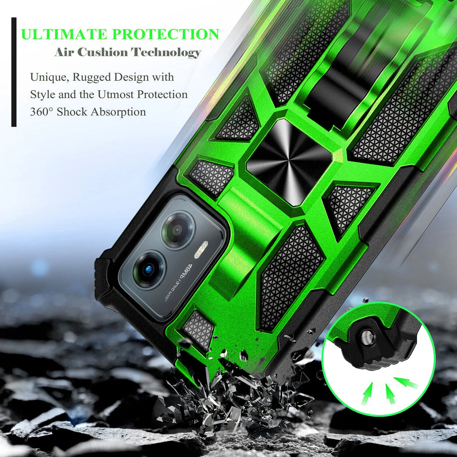 Kickstand Magnetic Mobile Phone Case For Motorola Moto G Stylus 5G 2023/G Power 5G 2024 Shockproof Stand Cover+Tempered Glass