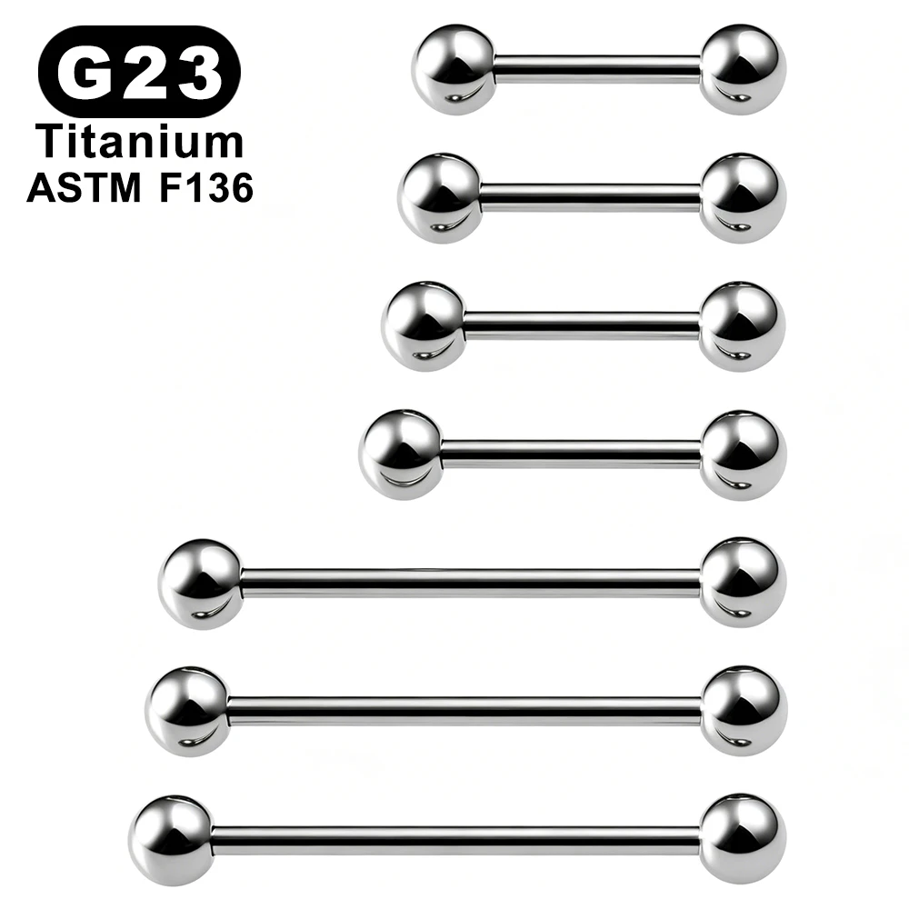 1pc/10pcs ASTM F136 G23 Implant Grade Titanium Piercing Barbell Body Jewelry Tongue Industrial   Piercing Earrings Piercings 14G