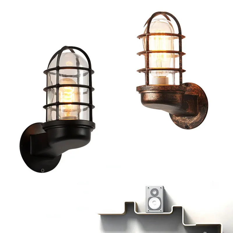 Retro Glass Wall Light Industrial Outdoor Indoor Waterproof LED Wall Lamp Loft Aisle Patio Porch Bar Cafe Decora Lighting Lustre