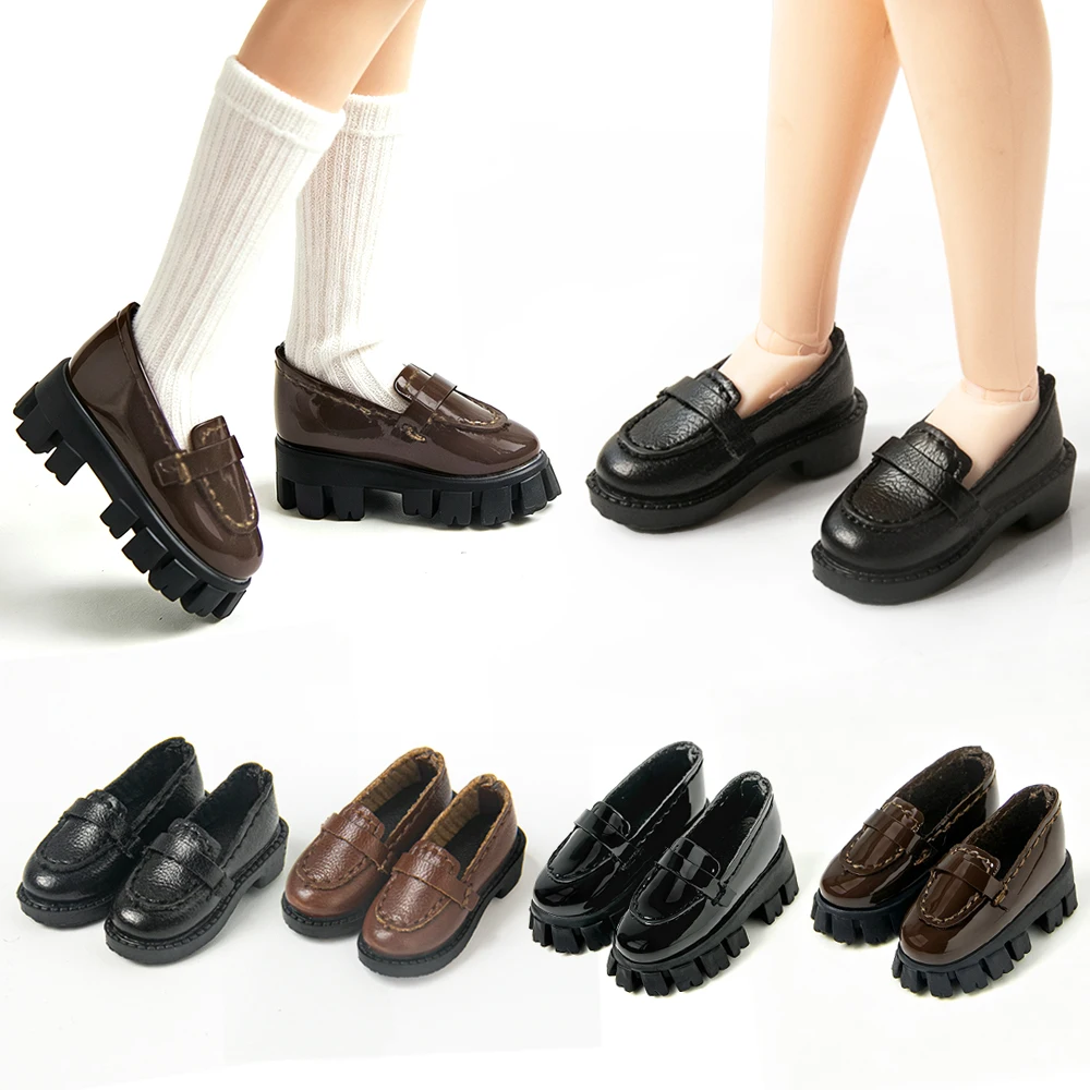Blythe Shoes Black Brown Fashion Loafers Uniform Shoes for Azone Ob22 B24 Oioi Studio Electronics Street BJD Doll Accessories