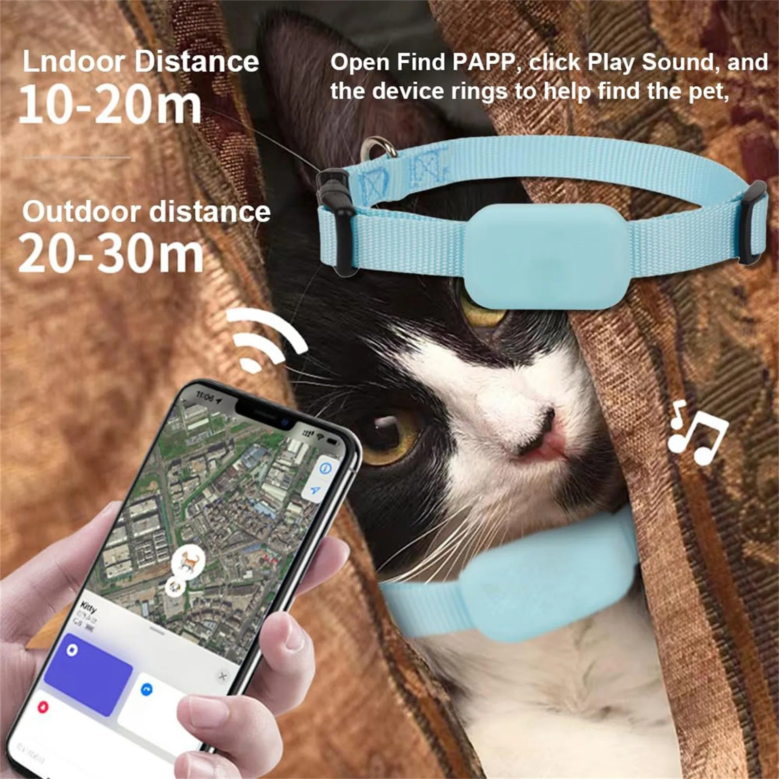 For Ios Mini Gps Tracker Battery Operated Dog Collar Animal Tracking Movement Alert Collar For Small Medium Large Dogs