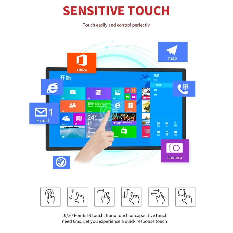 Infrared/capacitive 1080P 4K touch screen panel 32 42 50 55 65 inch touch screen display touch screen monitor interactive kiosk