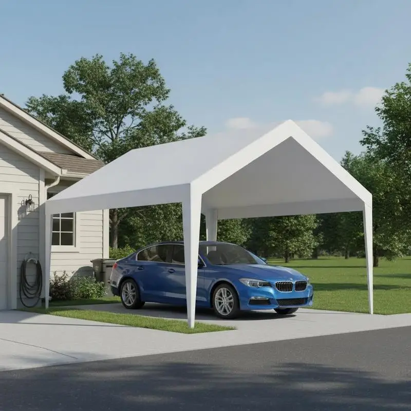 

Carport Replacement Canopy, 12 x 20 ft Potable Garage Tent Top Tarp, UV-Resistant & Waterproof Car Shelter Tarp, Heavy Duty Car Port Cover with Ball Buggees, White, Frame Not Included