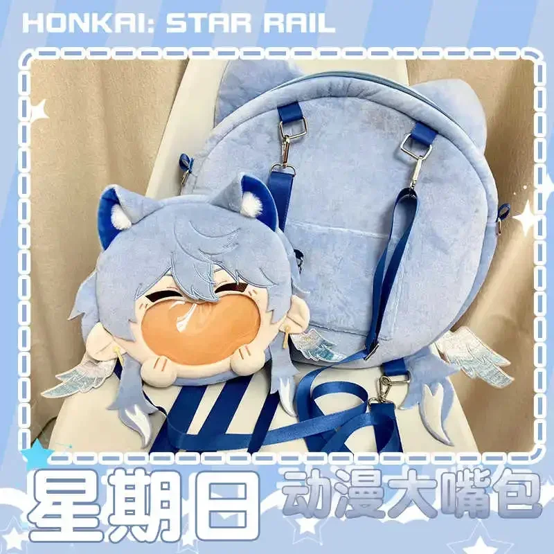 Gioco Honkai Star Rail Sunday Cosplay Borsa in peluche Giocattolo Laugh Face Trasparente Itabag Lolita Zaino Borse a tracolla messenger blu