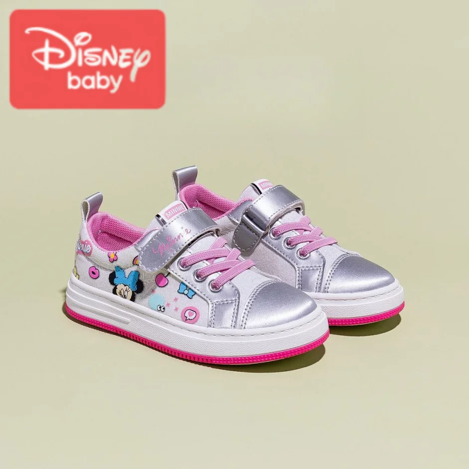 Disney Minnie Board Shoes 2024 New Kids Tennis Shoes Girls Sport Shoes Children Casual Sneakers Cartoon Running Shoes Size 24-37