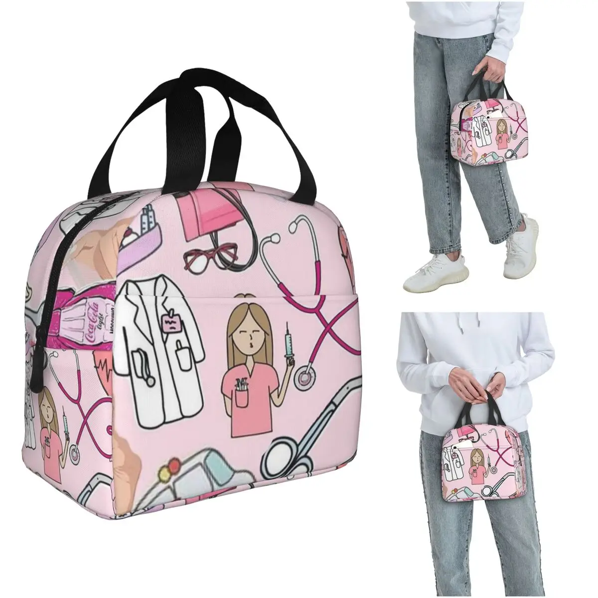 Enfermera En Apuros Doctor Nurse Isolierte Lunchtasche für Damen und Kinder, auslaufsichere Lebensmittelboxen, Thermo-Lunchbox-Tragetasche