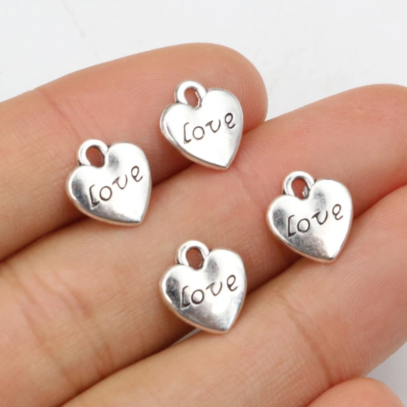 

11x10mm 20pcs Antique Silver Plated Heart Handmade Charms Pendant:DIY for bracelet necklace-P5-09