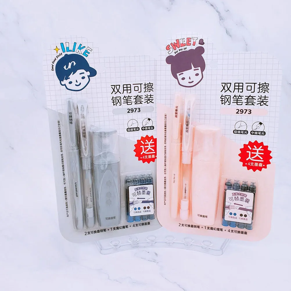 

2 комплекта многоразовых стираемых перьевых ручек для детей и студентов: тщательно отработанный наконечник, плавное письмо, увлекательное письмо в офисе