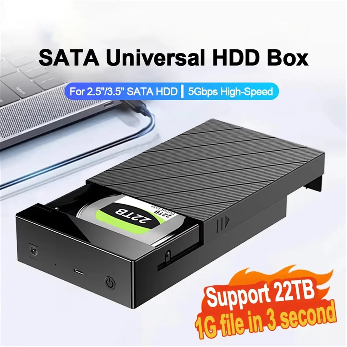 ABAN 2.5/3.5 Inch HDD Case USB 3.0 External Hard Drive Box Tool-Free Install to USB Hard Drive for Laptop US Plug
