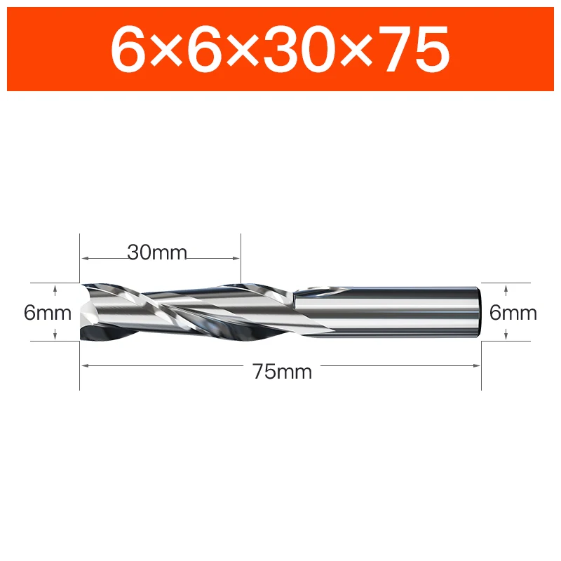 HUHAO 4 6 8 20 mm HRC65 Fräser HSS M2 Schaftfräser Hartmetall 2 Nuten Spiralfräser CNC-Werkzeuge für Aluminium und Edelstahl
