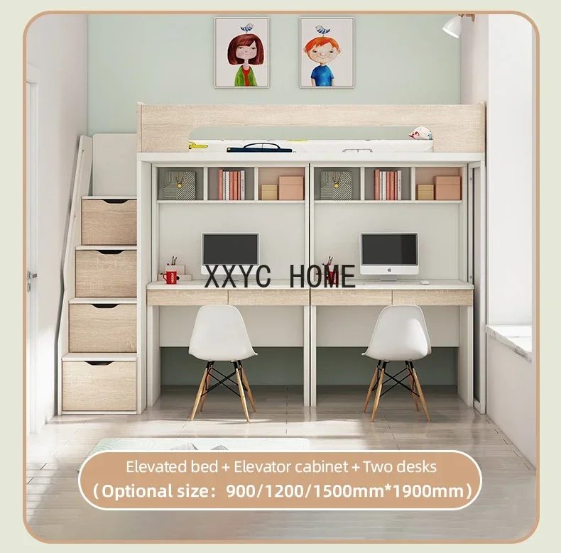 Kinder-Loft-Schrank-Schreibtischbett mit Stauraum, maßgeschneiderte hohe und niedrige versetzte Schlafzimmermöbel für Mutter und Kind