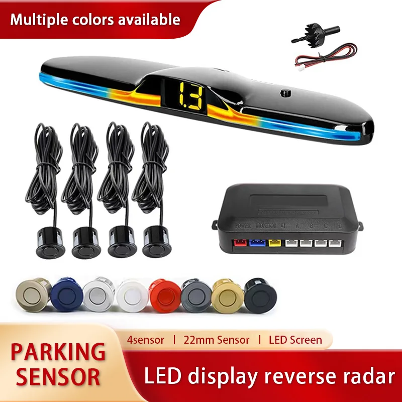 Car Parking Sensor Rear Reversing Radars System 22mm 4 Parking Sensors Distance Detection LED Distance Display Warning Buzzer