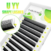 LAKANAKU Natural Super Soft U-shaped Eyelashes Extensions U YY Lash Shaped Bloom Eye Lashes Bundle Sale Lash Extensions