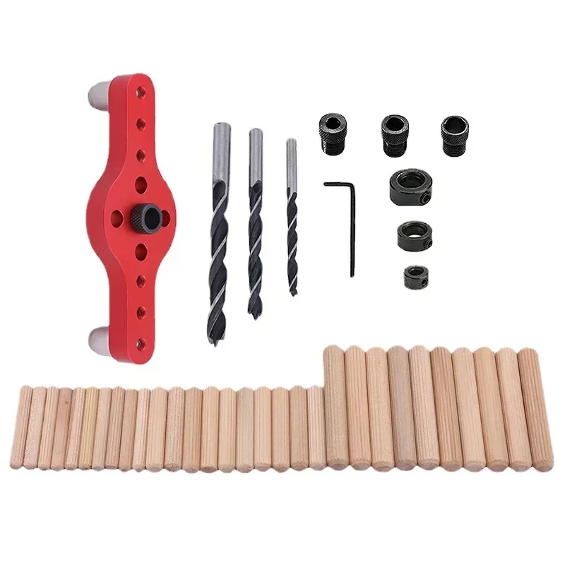 Alloy Dowel Jig Vertical Pocket Hole Jig Woodworking Self Centering 6/8/10mm Drilling Locator Wood Dowelling Drill Guide Kit