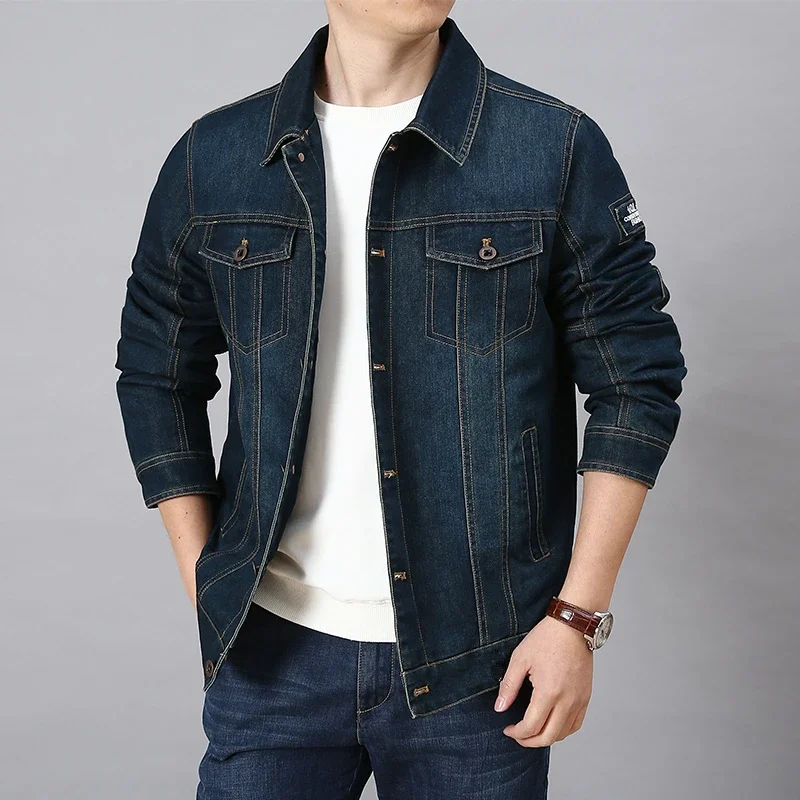 

Buttons Denim Jacket Sexy Mens Clothing Plus SIze Slim Cowboy Coat mens Denim Jackets Men Fashion Slim Jean Outerwear