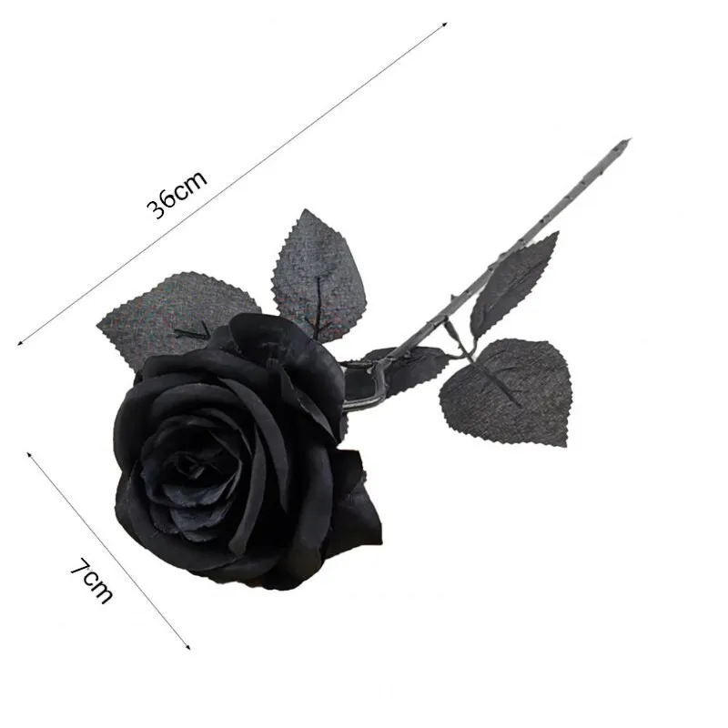 Ramo de flores artificiales para decoración del hogar, Rosa Negra de seda de 5 piezas, 8-9cm, para sala de estar, boda, Año Nuevo