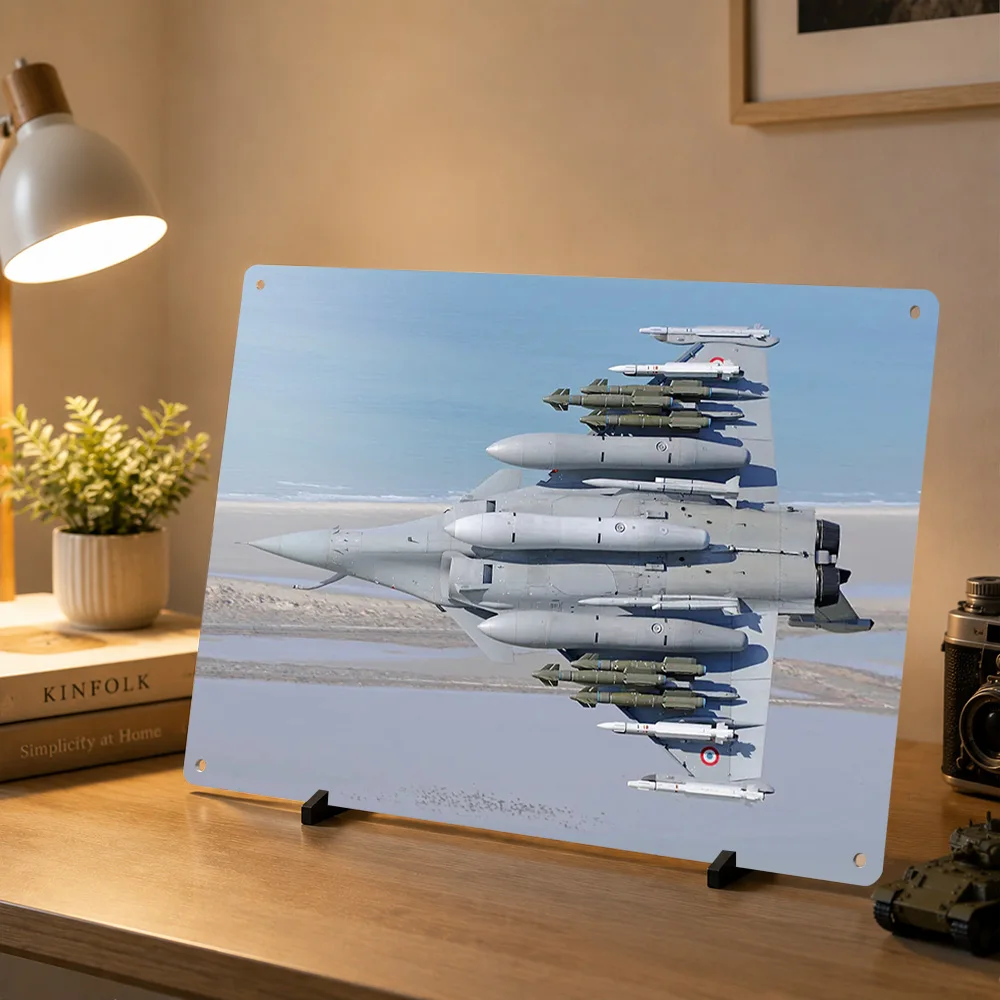 Rafale Fighter Jet Fighter 3D Texture Metal Poster Customized Wall Art Tin Sign Gift for Mancave Gaming Decoration Room House
