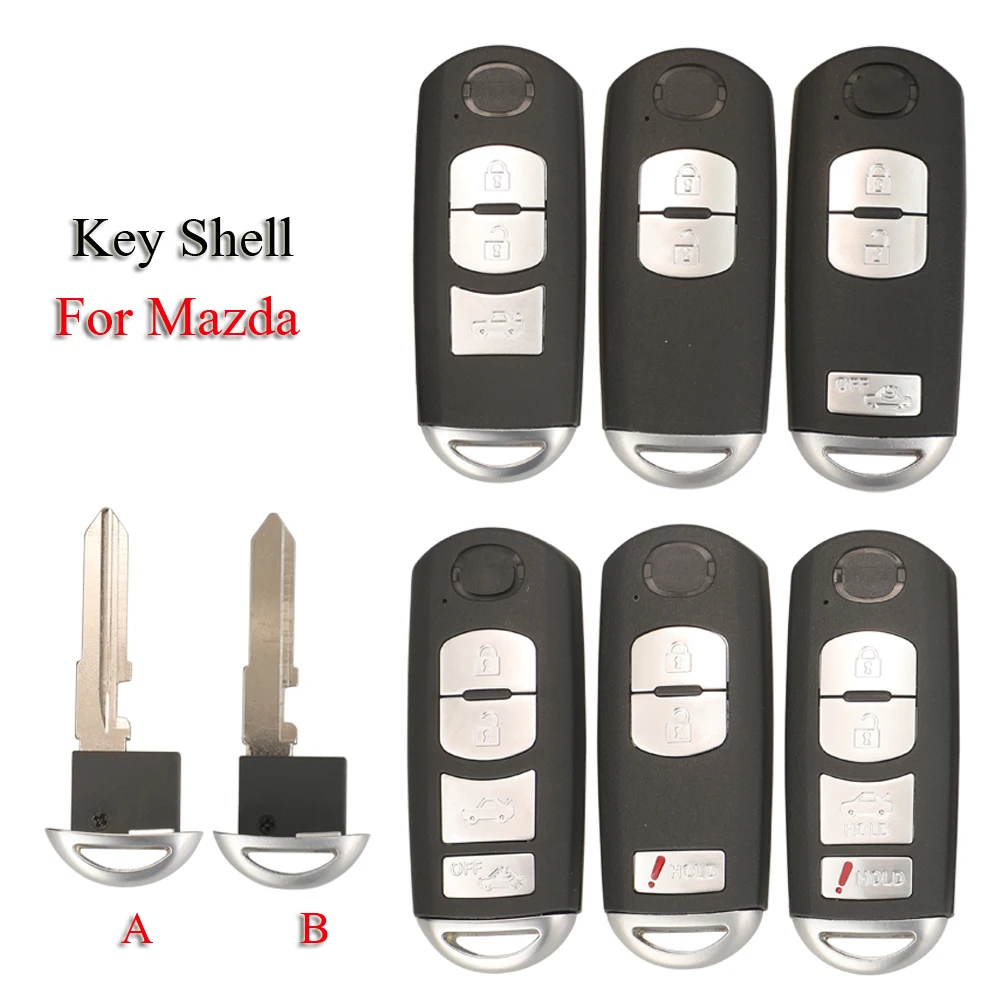jingyuqin 2/3/4 Tasten Smart Remote Schlüsselgehäuse passend für Mazda X-5 Summit M3 M6 Axela Atenza mit Notfall-Schlüsselblatt