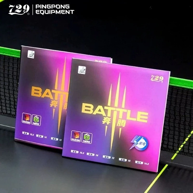 729 Battle III LP Table Tennis Rubber Sheet No‑Boost Tensor High‑Tack Inverted Rubbers ITTF Approved Loop Drive Ping Pong Rubber