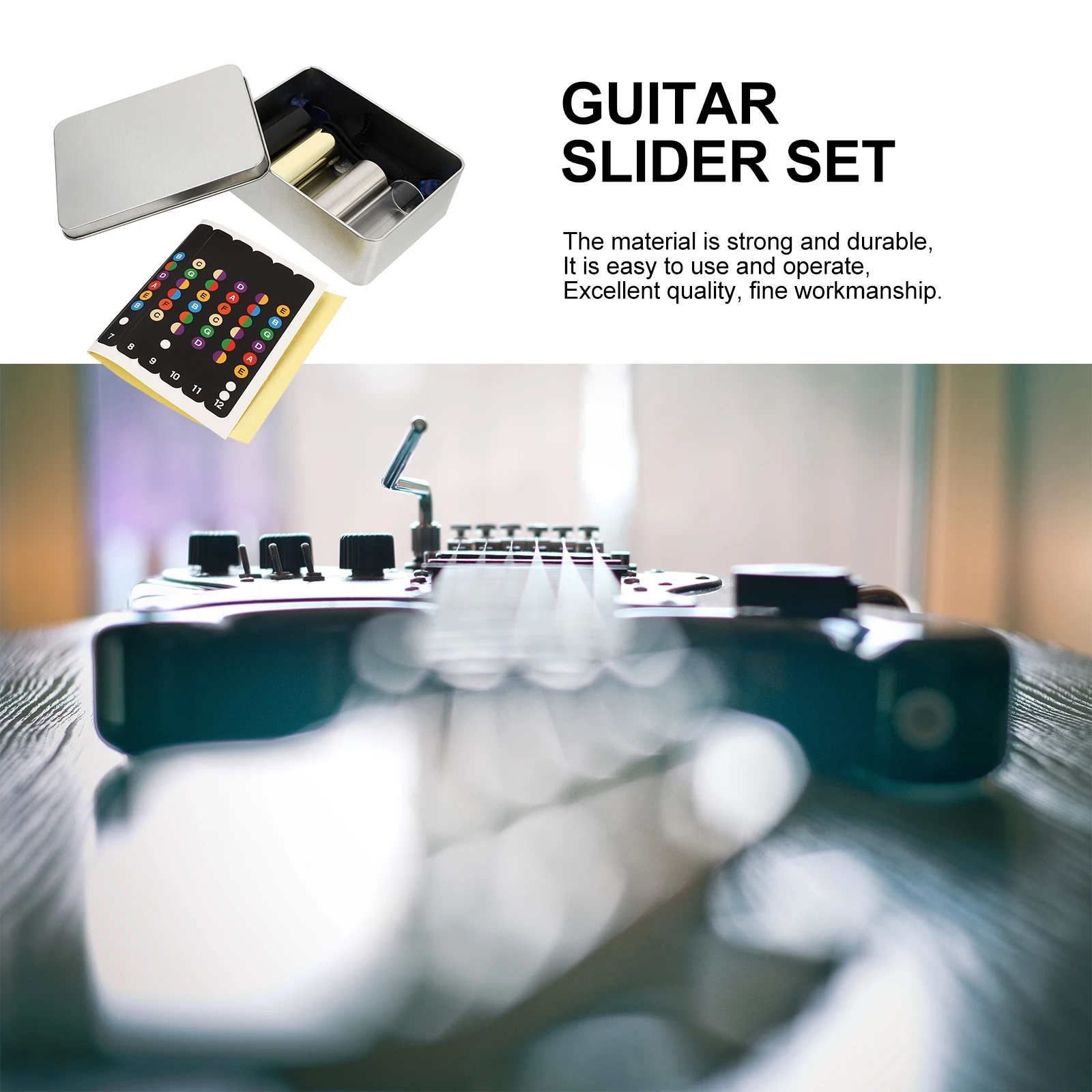 

Finger Sliding Stick Set Guitar Pick Metal Slide Tuning Accessories Picks Glass for Kit