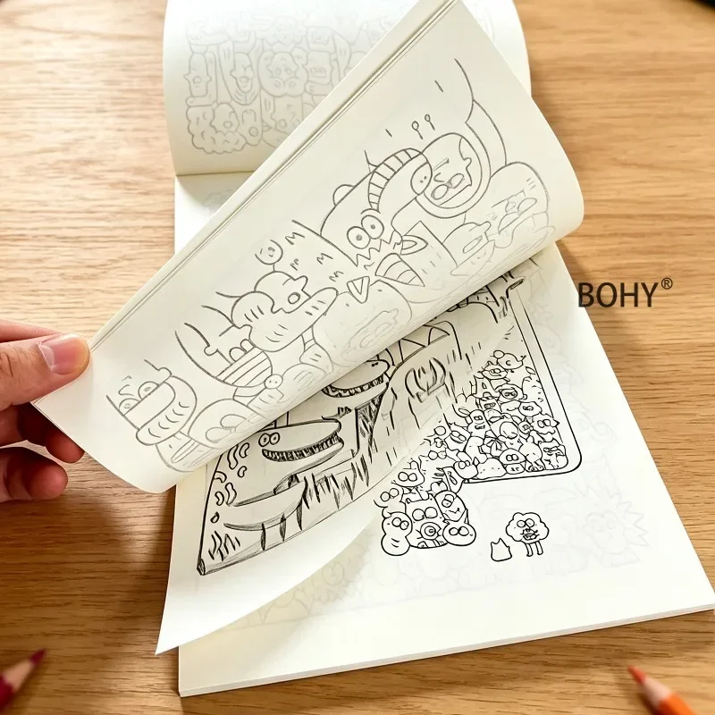 A Large-sized Graffiti Sketchbook, Include Various Theme Line Drawing Patterns As Fantasy Architecture/animals, Etc., 32 Pages