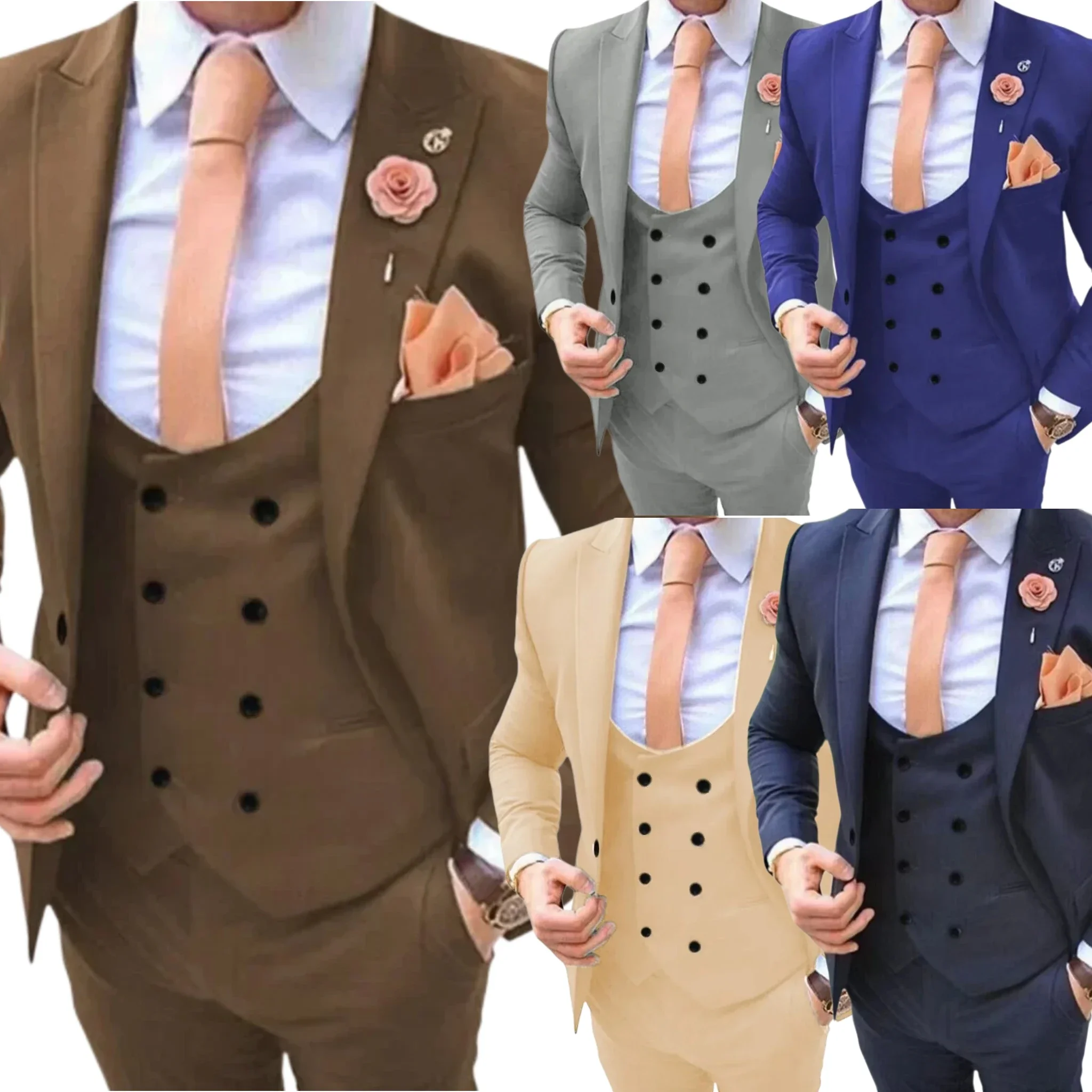

three-piece groom suit,solid color formal business suits,blazers man,One Button,Banquet,men's suit for wedding ,Evening Party,