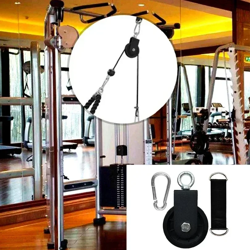 Silent Gym Cable Pulley with Hanging Straps and Carabiner, 360 Rotation Smooth Silent Pulley, DIY Attachment Projects G99D