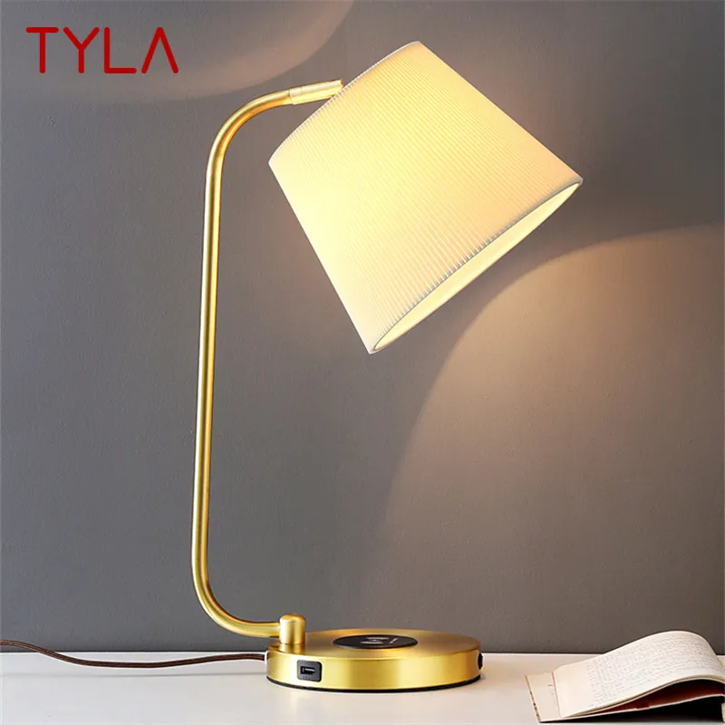 TYLA-Candeeiro De Mesa LED De Latão Nórdico, Simplicidade Moderna, Luz De Mesa Criativa, Sala De Estar E Estudo Do Quarto