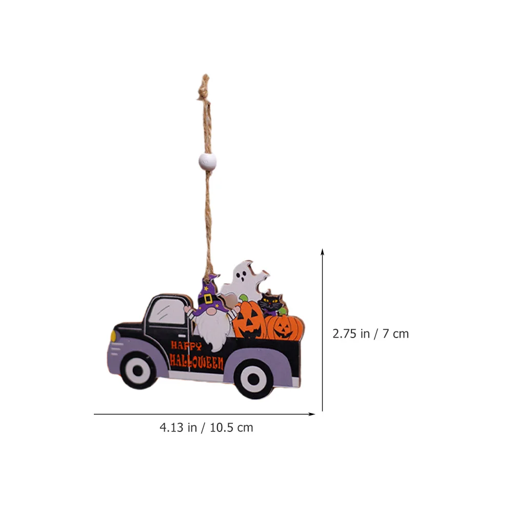 

4 Pcs Wooden Car Decor Ornaments Halloween Party Favor Scene Dressing Props Indoor Scary Decor Supplies Reusable Cartoon Hanging