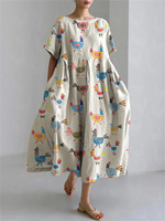 Summer Fashion Casual Women's Dress Design Print Classic Simple Daily Travel Versatile Dress Loose Plus Size Dress