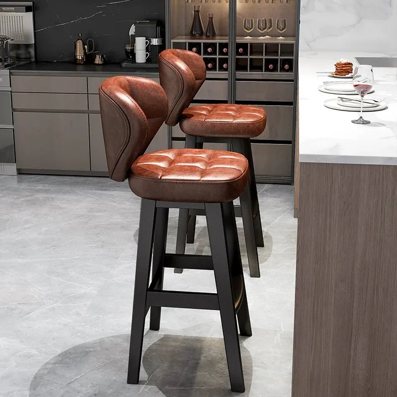 Bar Chair Household Island High Stool Adult Backrest High Chair Front Desk Silver Shell