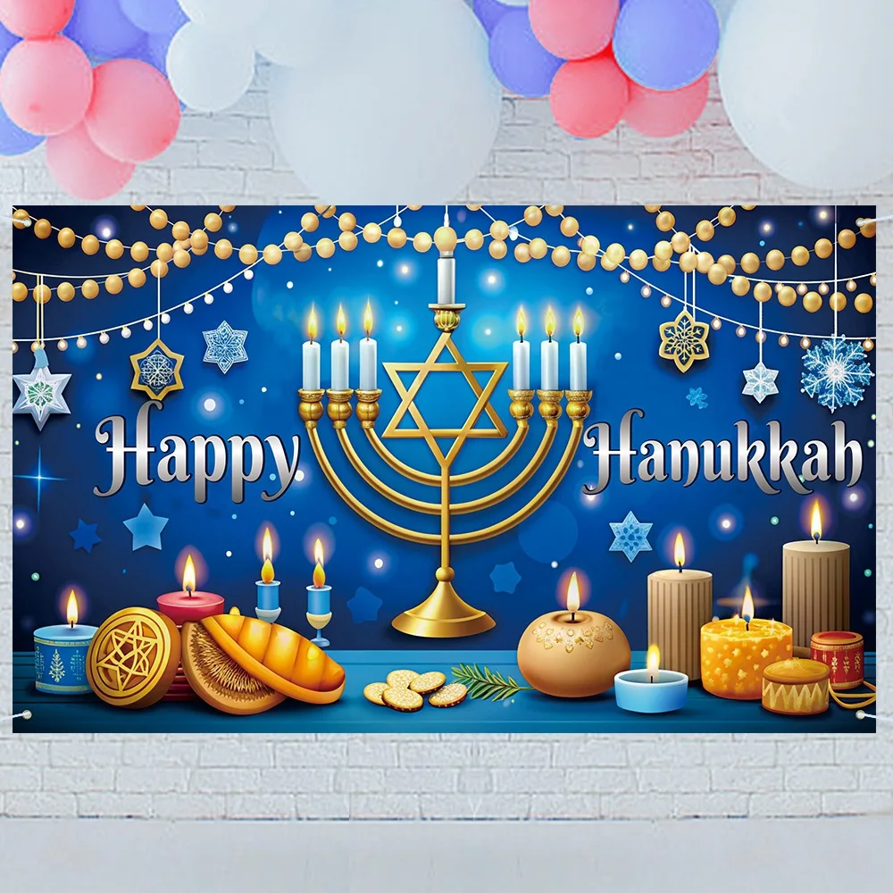 Judaism Happy Hanukkah Backdrop Jewish Jesus Passover Candlestick Party Decor Photographic Background Photography Photo Studio