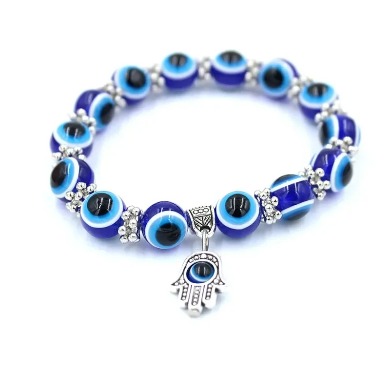 Creative Blue Evil Eye Bracelet for Women Wishing Lucky Amulet Hand of Fatima Bracelet for Men and Women Friendship Jewelry Gift