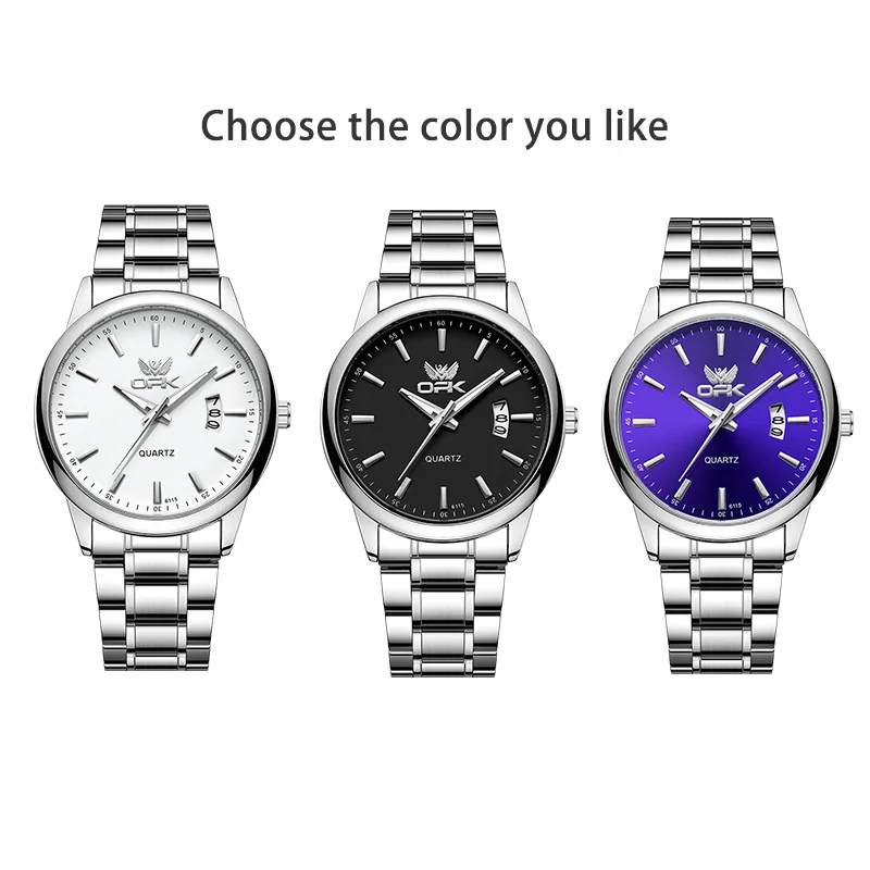 OPK 6010 ساعة رجالي أصلية كوارتز ساعة اليد مقاوم للماء ساعات مضيئة للرجال كرونوغراف تاريخ هدايا رجالي Freebie