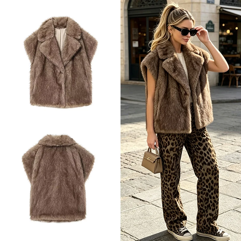 Guobioziy 2026 Winter Wide Collar Sleeveless Normcore Chic Retro Fashion Style Oversized Cut Social Media Popular Item Dating